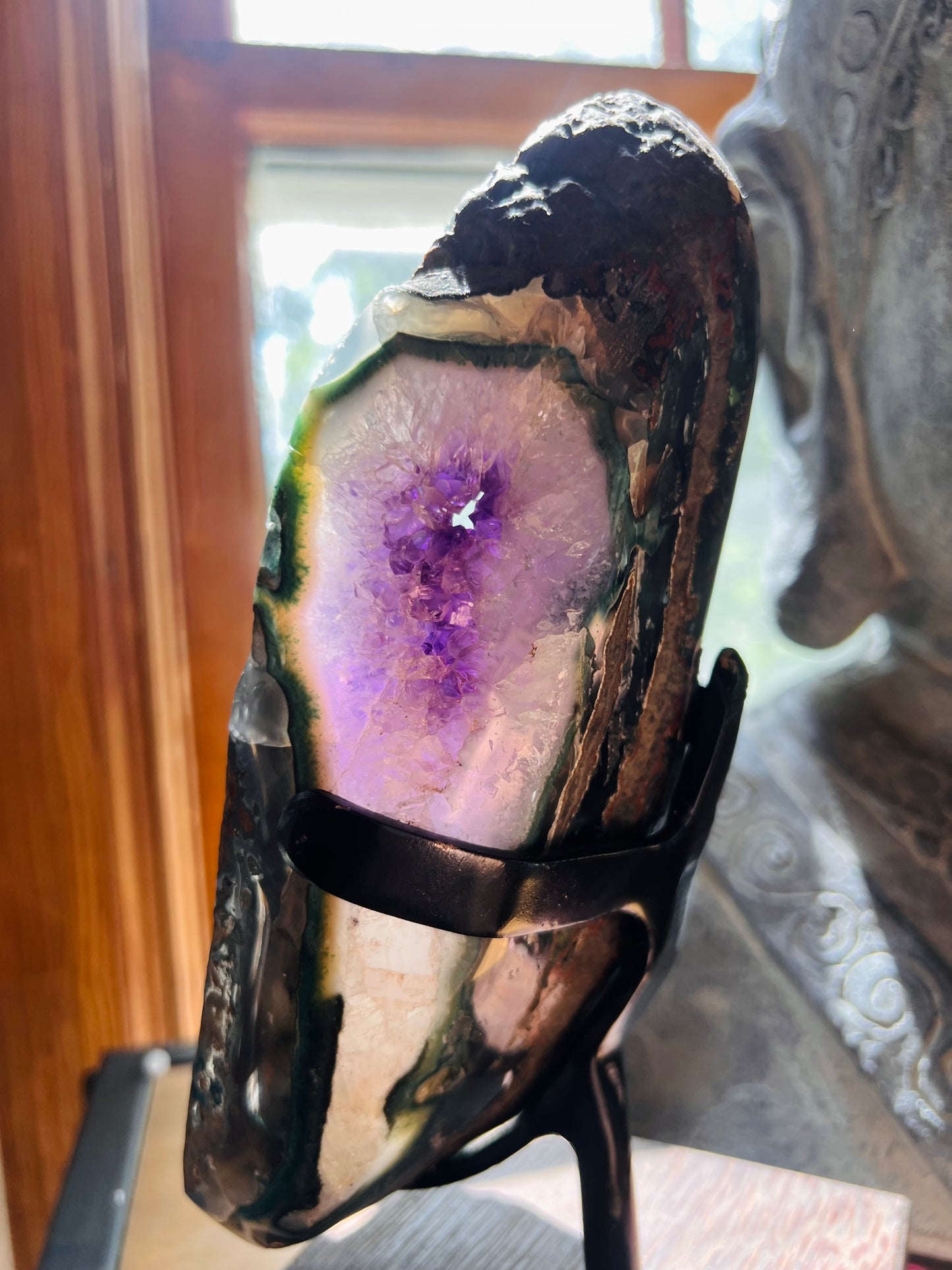 Amethyst Portal Piece with Calcite Inclusion - #75 Custom Stand included