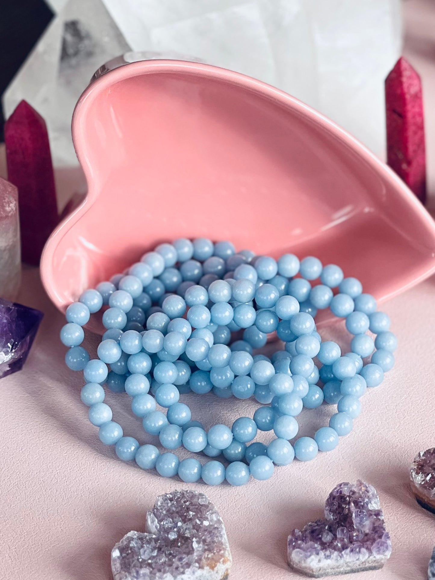 Blue Angelite Crystal Healing Bracelet