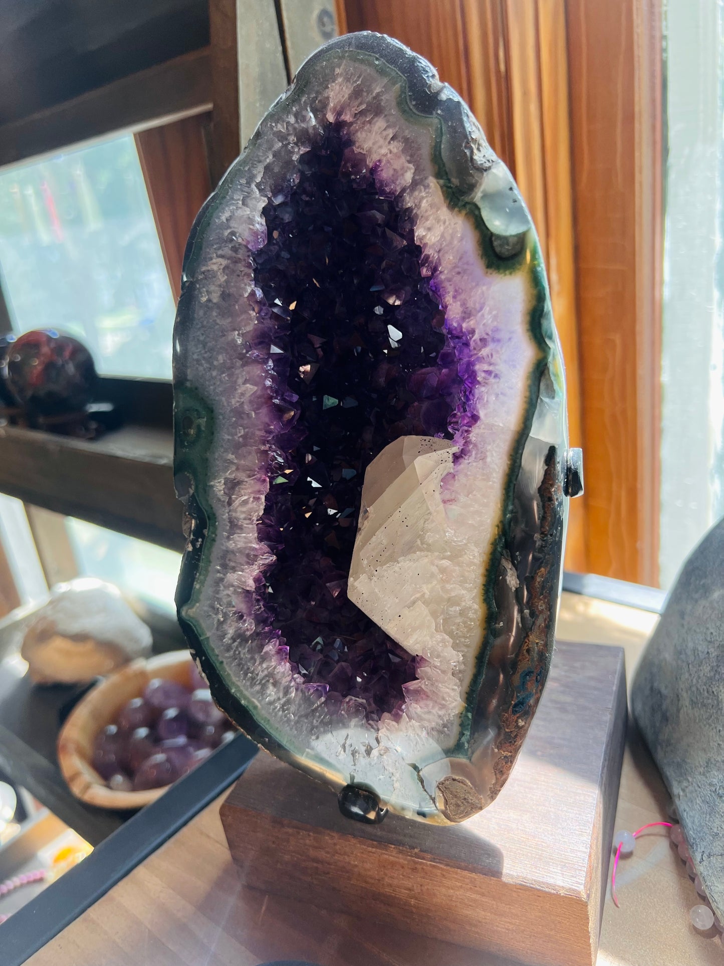 Amethyst Portal Piece with Calcite Inclusion - #75 Custom Stand included