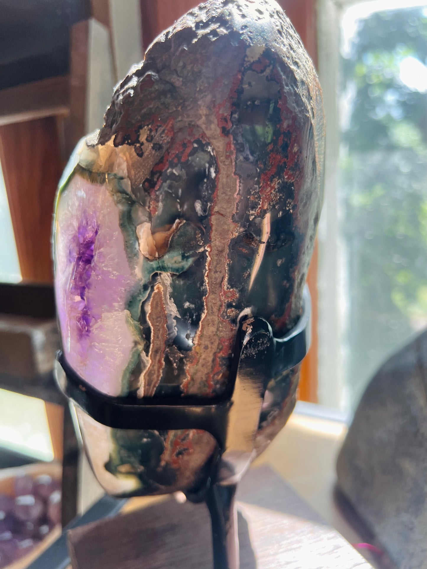 Amethyst Portal Piece with Calcite Inclusion - #75 Custom Stand included