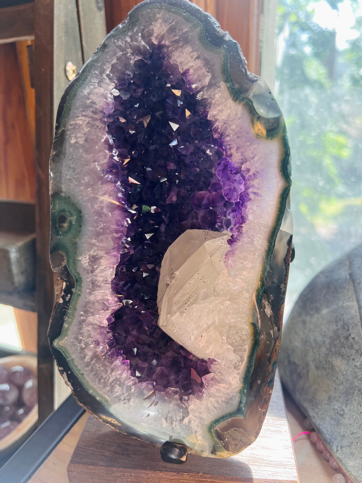 Amethyst Portal Piece with Calcite Inclusion - #75 Custom Stand included
