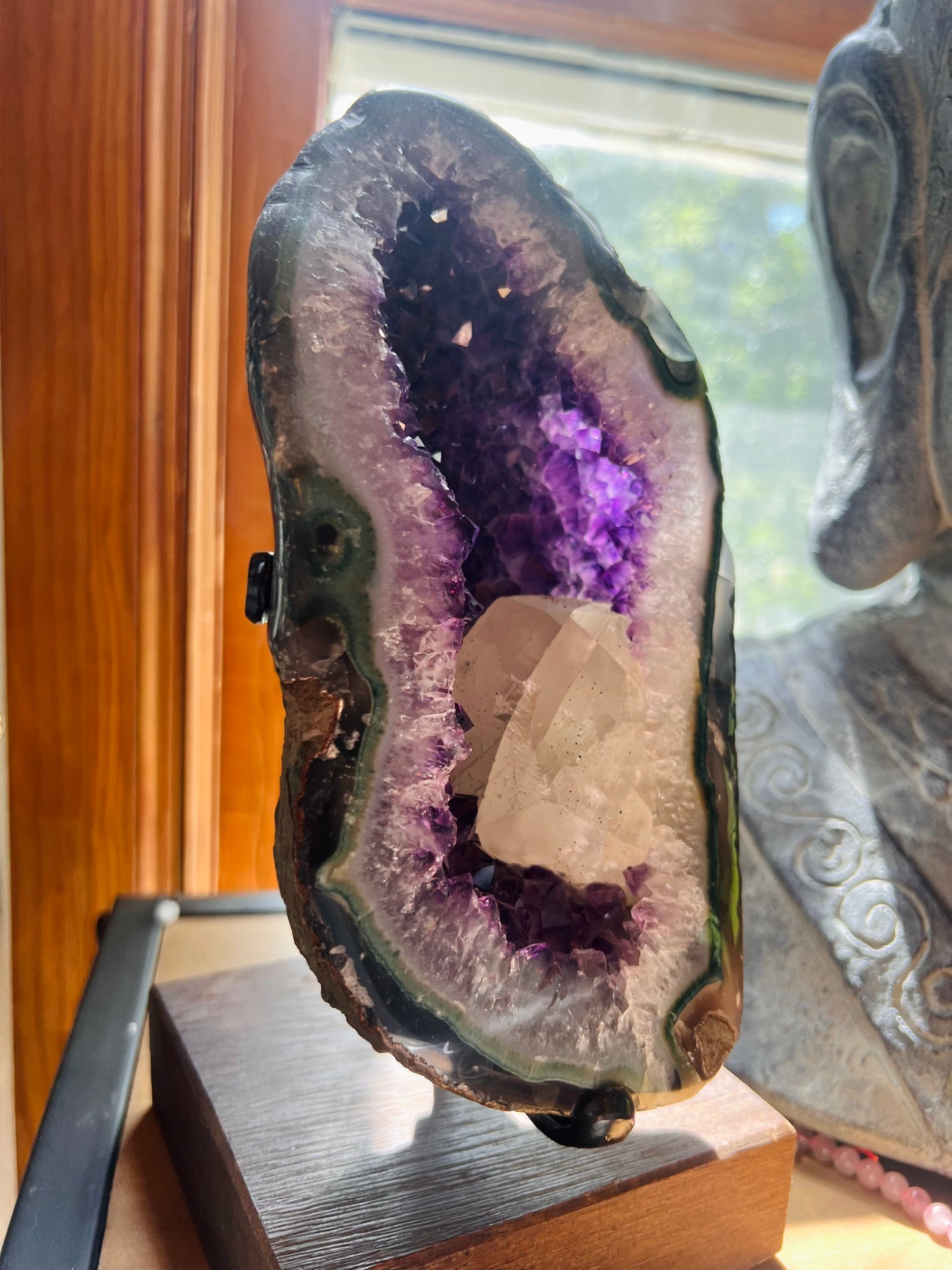Amethyst Portal Piece with Calcite Inclusion - #75 Custom Stand included