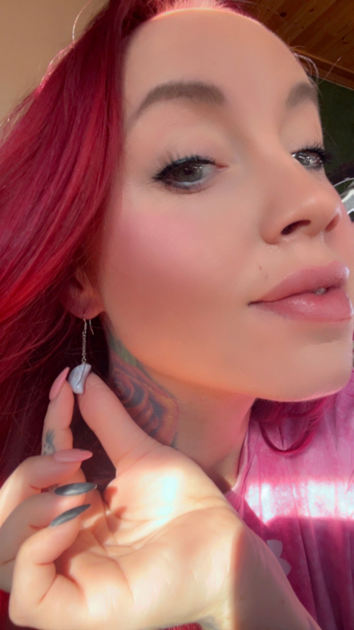 Blue Lace Agate Moon Earrings