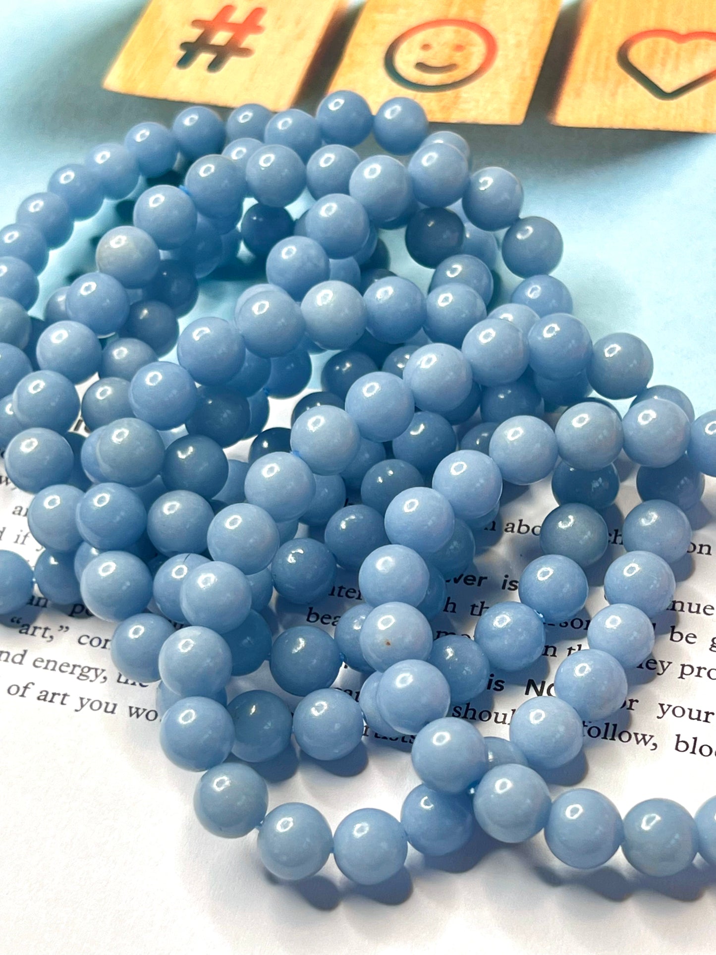Blue Angelite Crystal Healing Bracelet