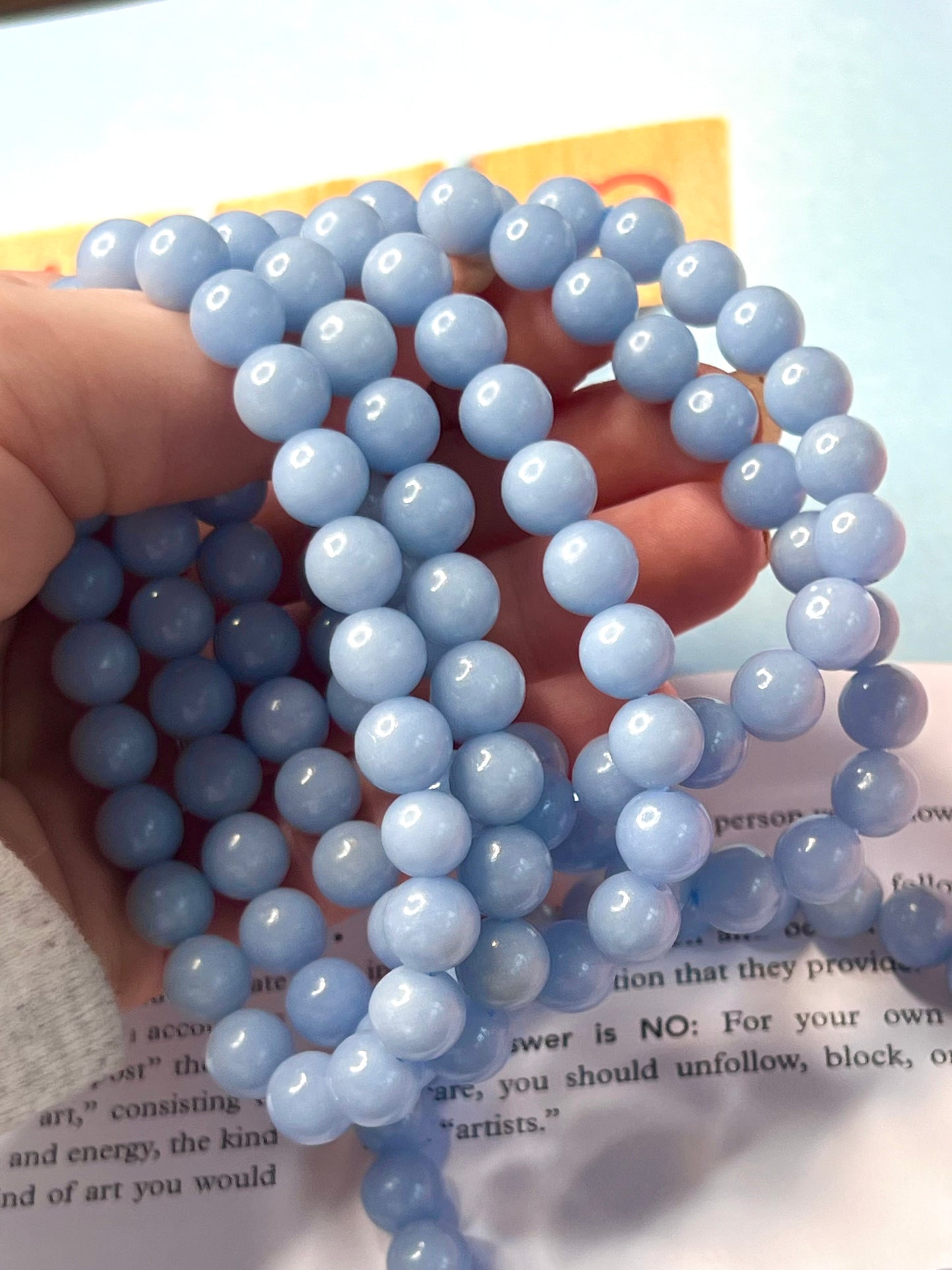 Blue Angelite Crystal Healing Bracelet