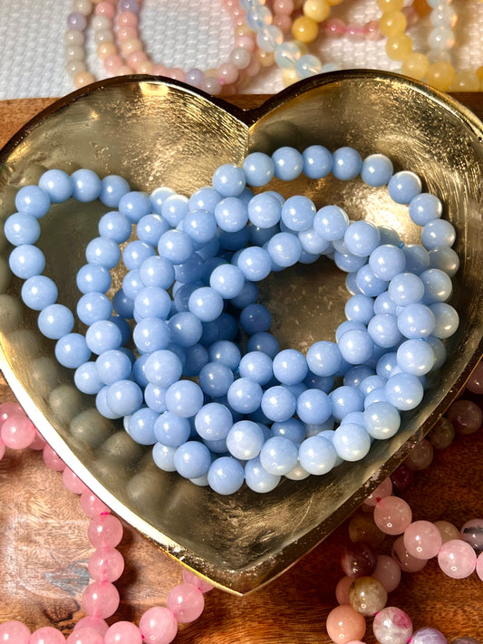 Blue Angelite Crystal Healing Bracelet