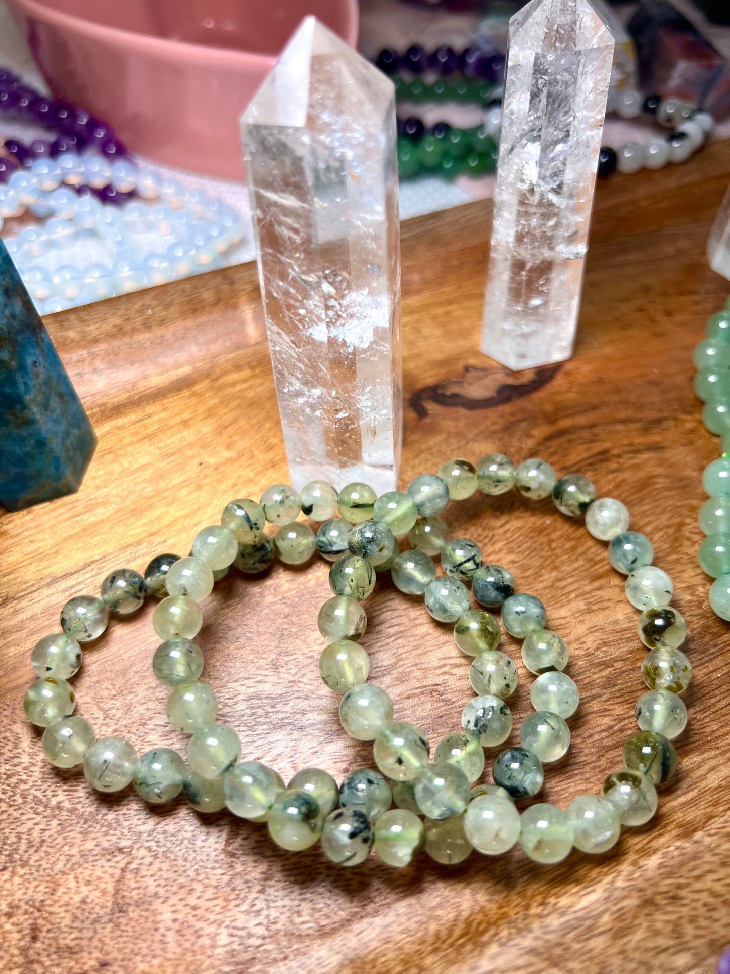 Prehnite with Epidote Crystal Healing Bracelets