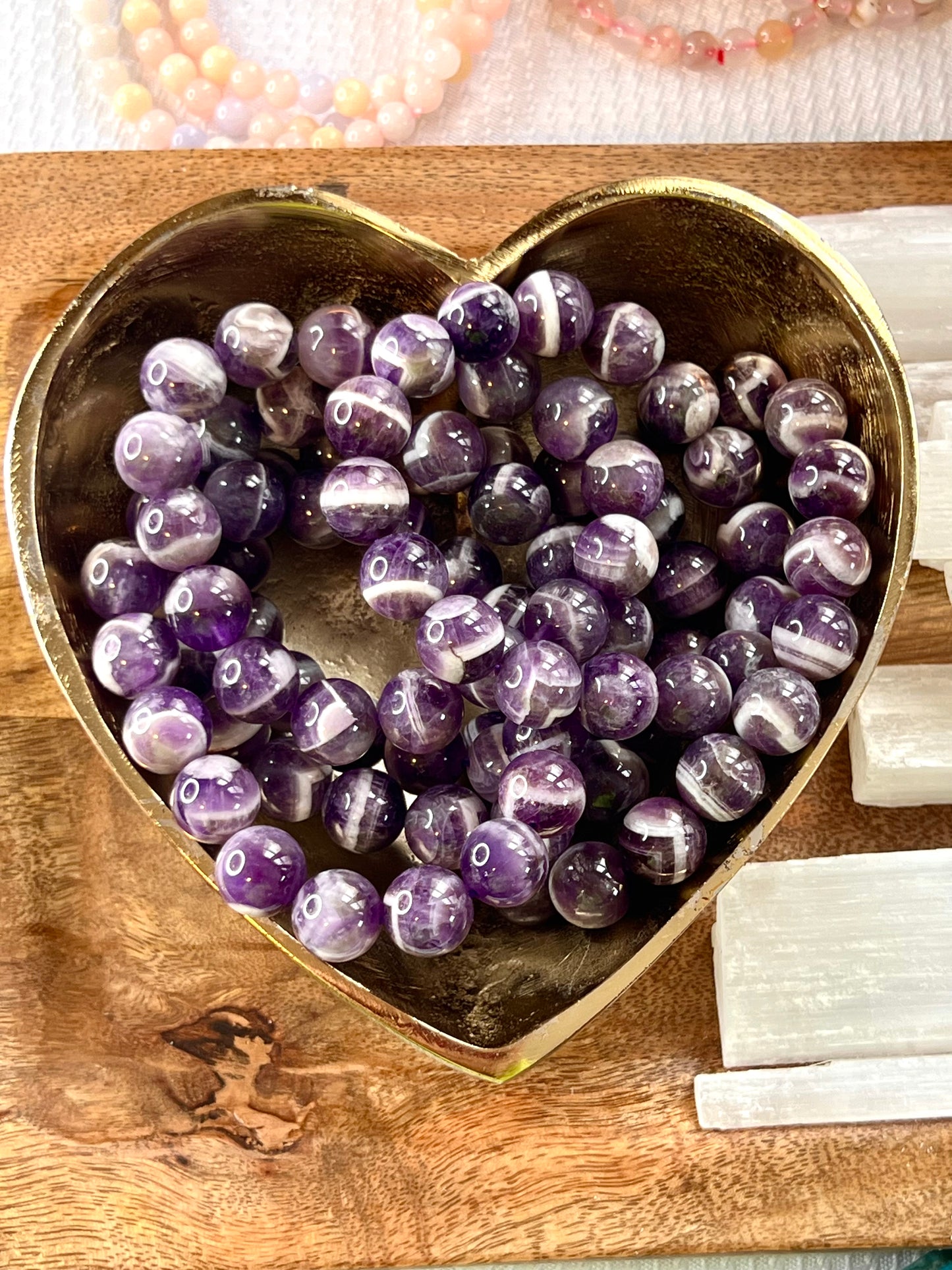 Chevron Amethyst Large Bead Bracelets