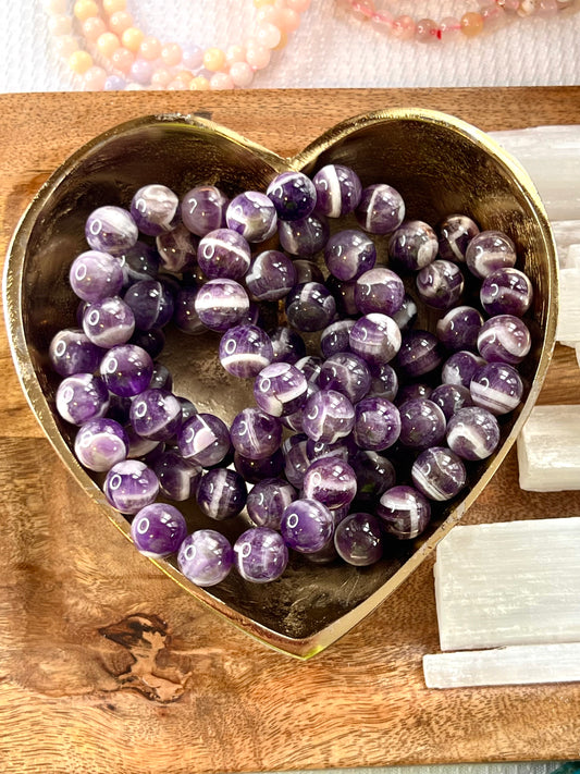 Chevron Amethyst Large Bead Bracelets