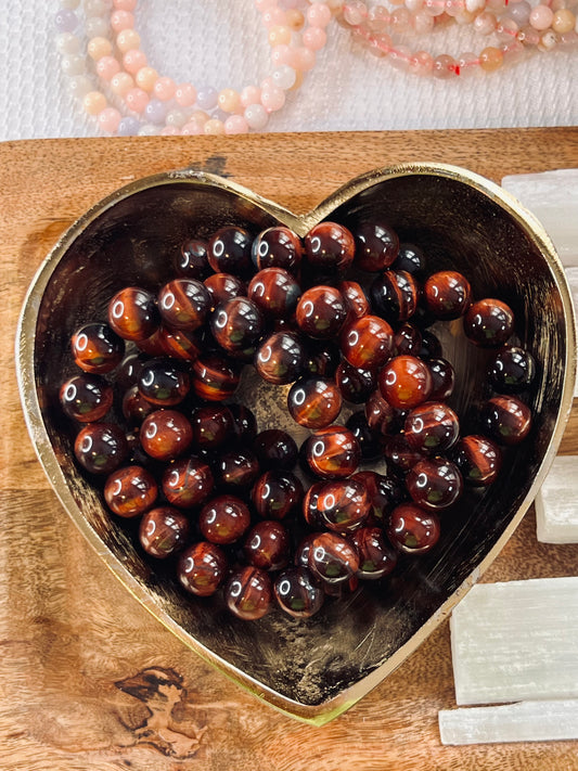 Red Tiger's Eye Large Bead Bracelets