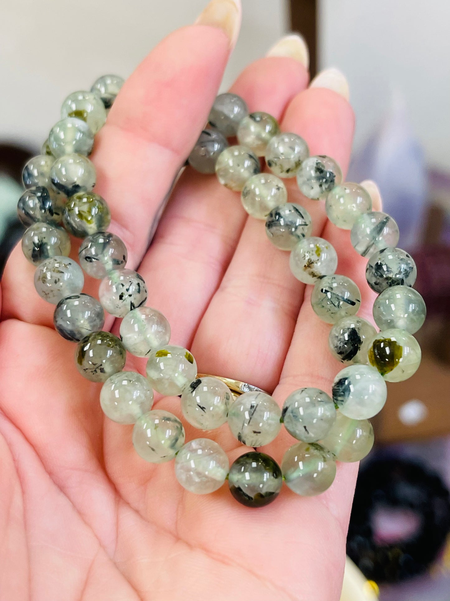 Prehnite with Epidote Crystal Healing Bracelets