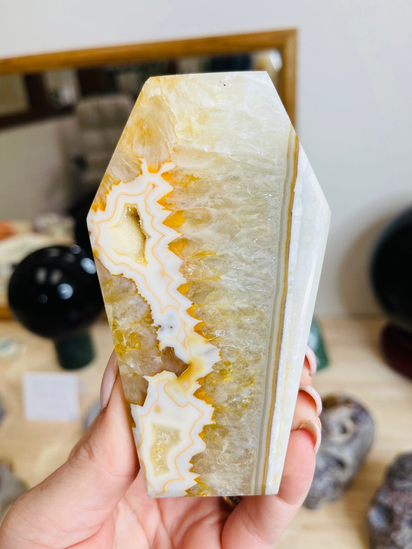 Yellow Druzy Agate Coffin