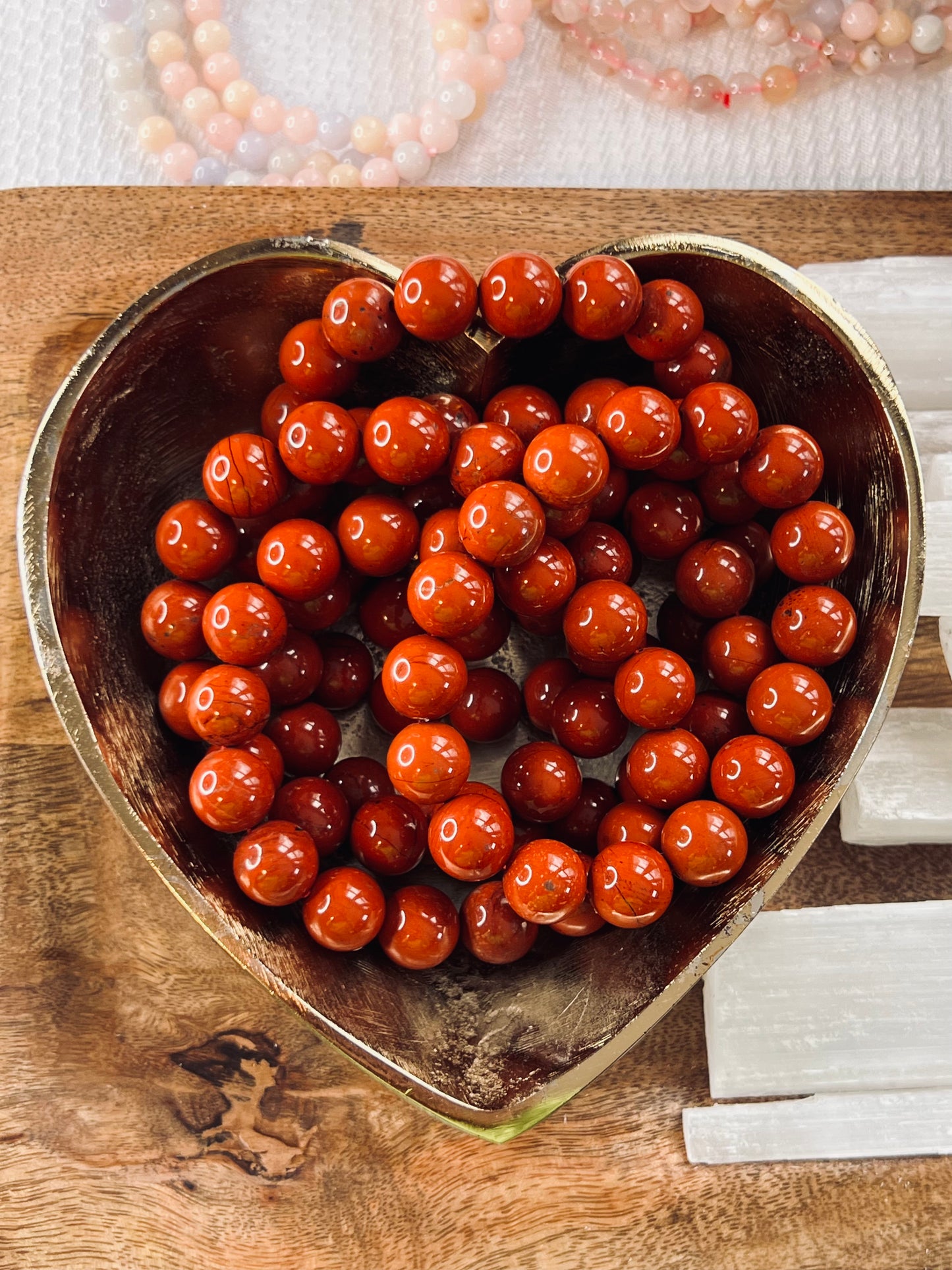 Red Jasper Large Bead Bracelet