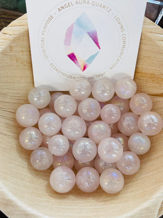 Mini Aura Rose Quartz Spheres