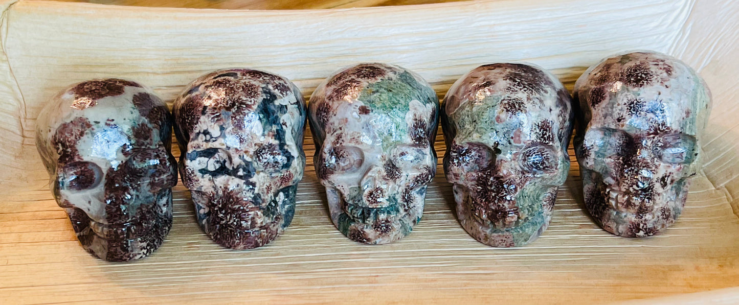 Russian Flower Agate Skull
