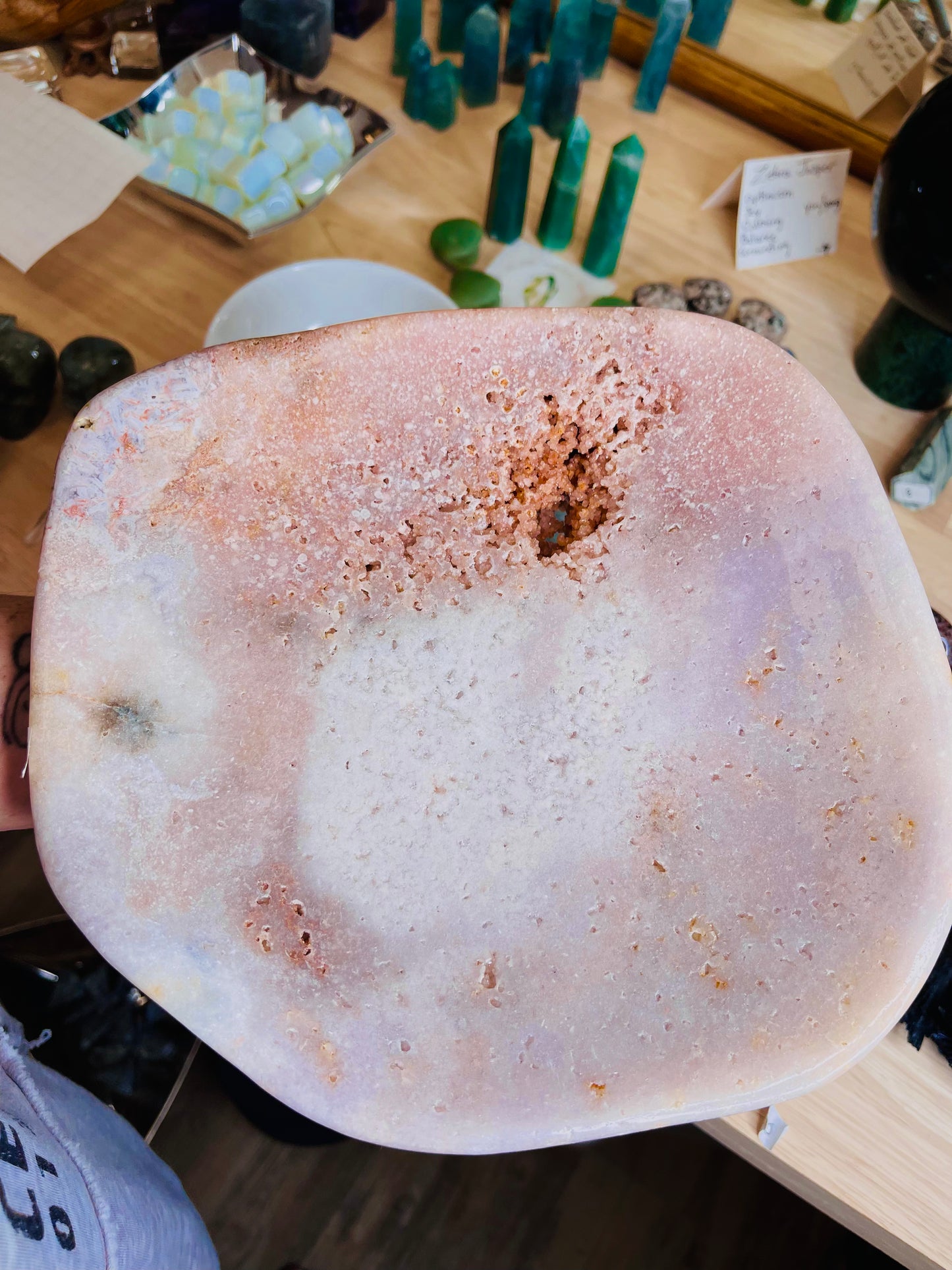 Pink Amethyst XL Tray with Druzy Center