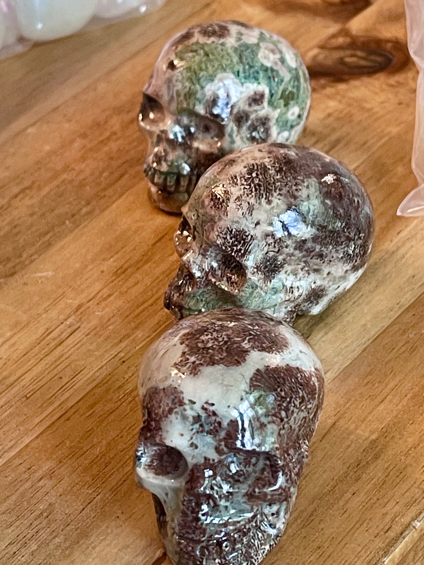 Russian Flower Agate Skull