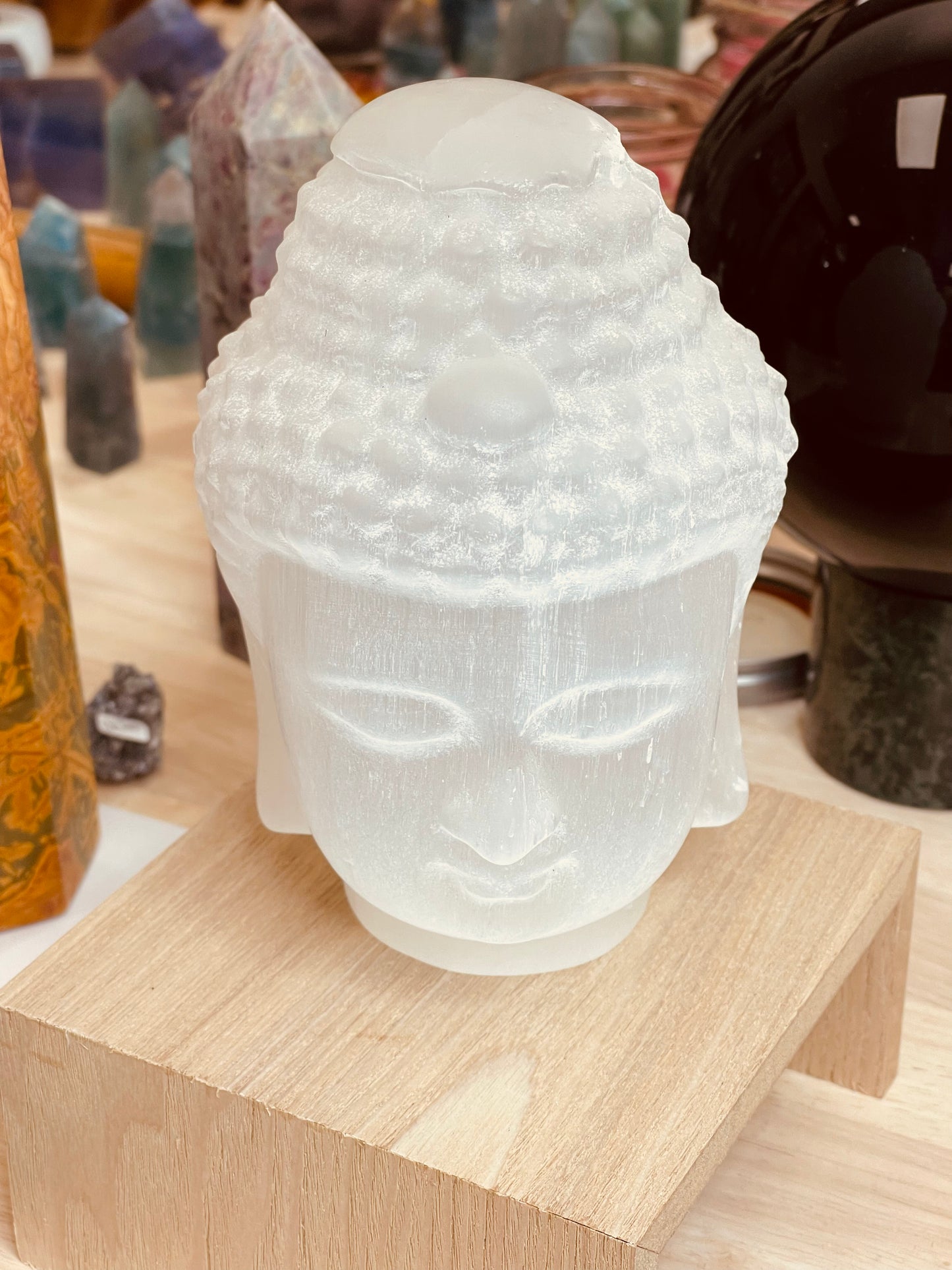 Selenite Buddha Head