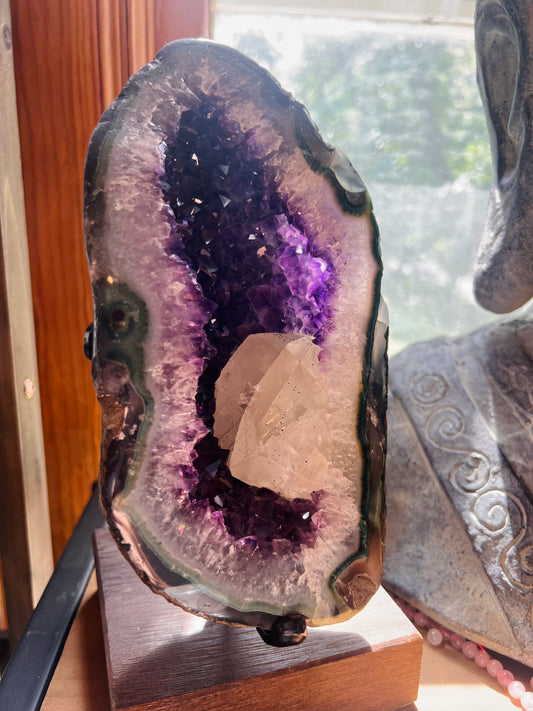 Amethyst Portal Piece with Calcite Inclusion - #75 Custom Stand included