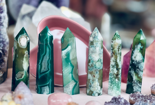 Green Flower Agate Towers