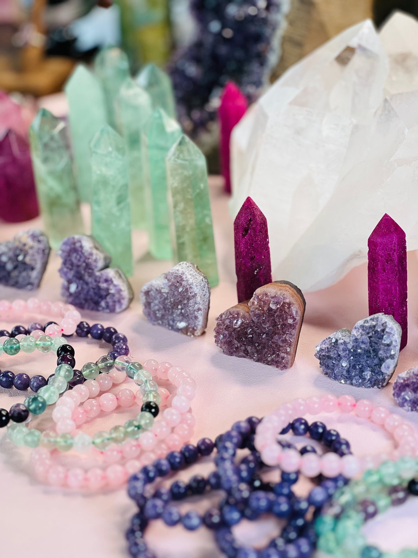 Amethyst Heart Clusters