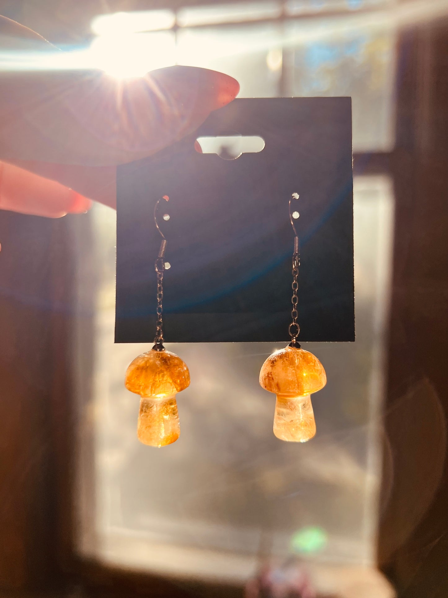 Citrine Mushroom Earrings