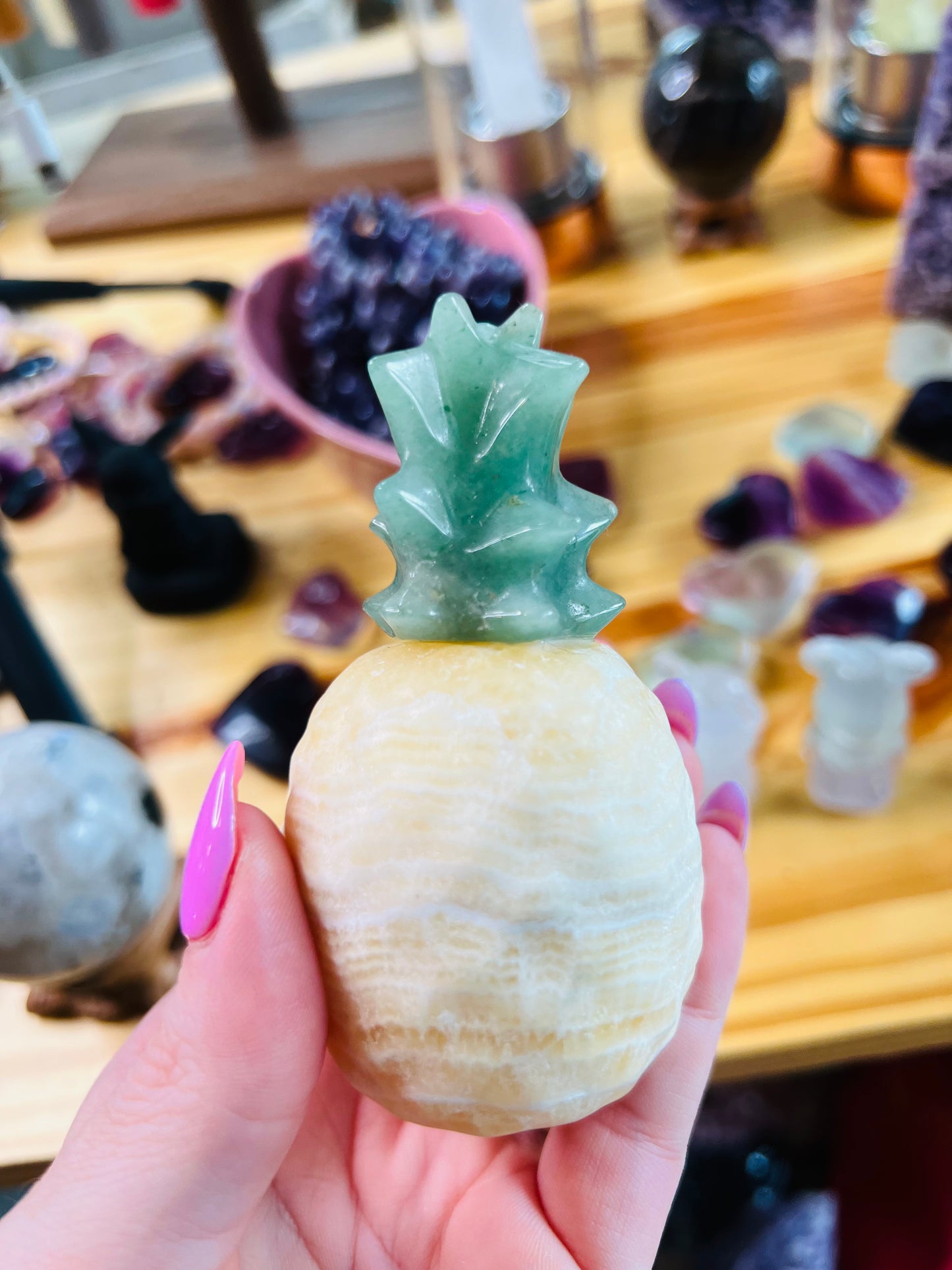 Banded Calcite with Green Aventurine Pineapples