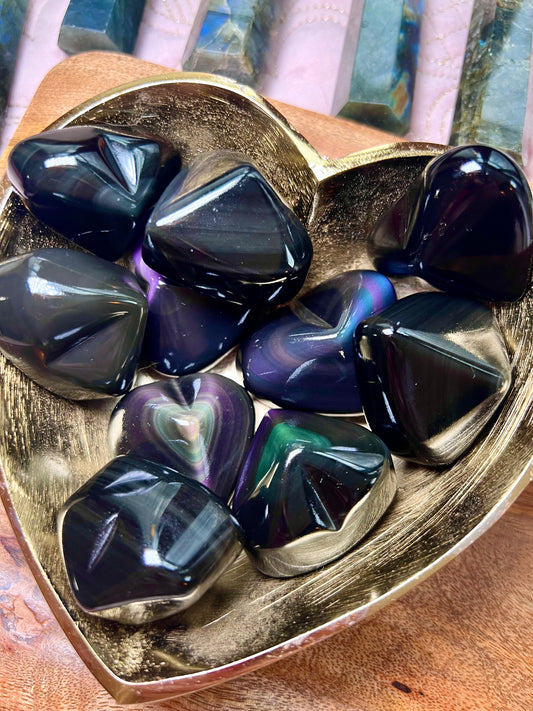 Rainbow Obsidian Hearts - High Quality
