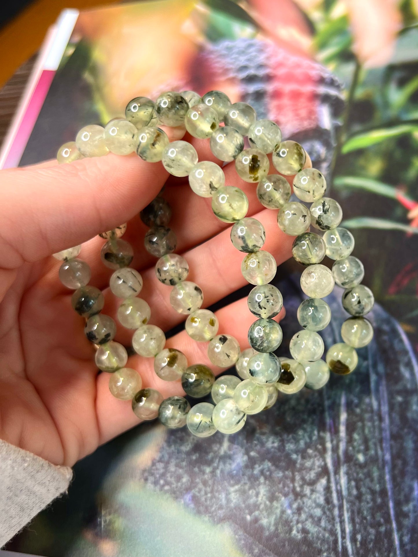 Prehnite with Epidote Crystal Healing Bracelets