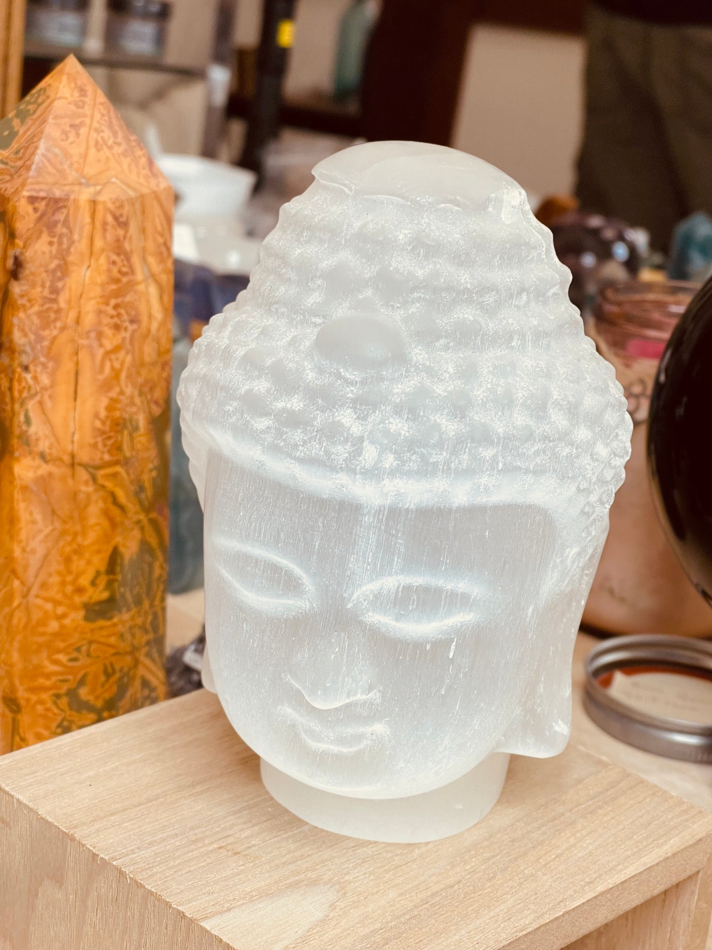 Selenite Buddha Head