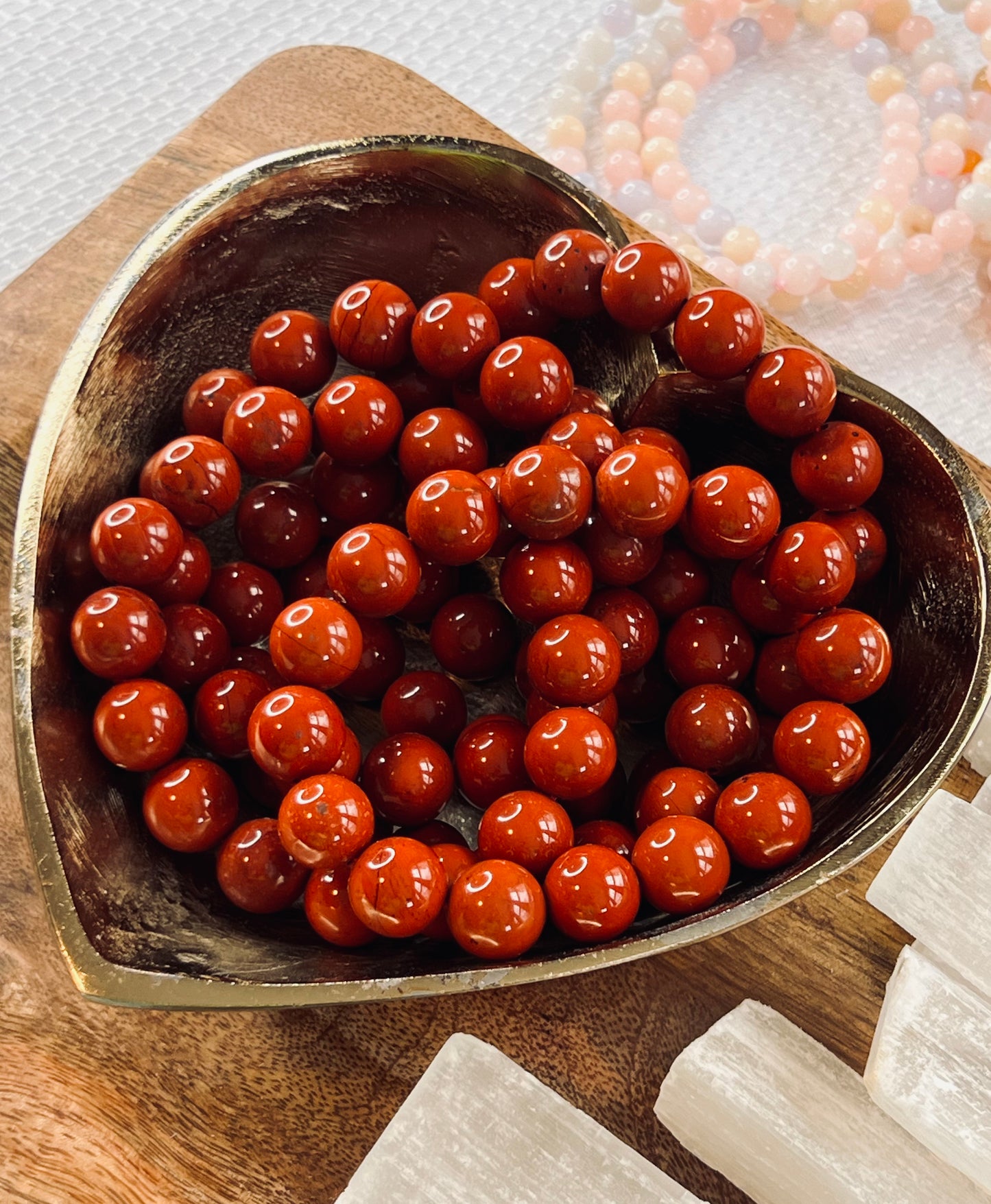 Red Jasper Large Bead Bracelet